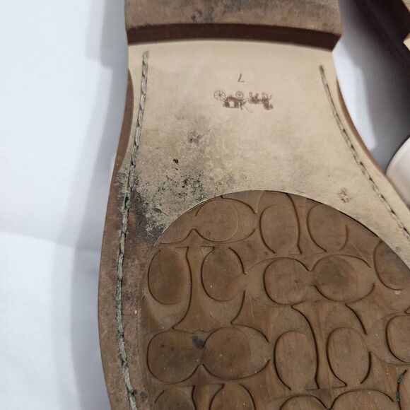 Coach Issa Slides White SZ 7 Leather Boho Sandals Designer Travel Cruise Shoes - Picture 3 of 7